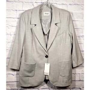 Gold Carino Blazer One Button Gray Size 44 Pockets Business Careerwear Office